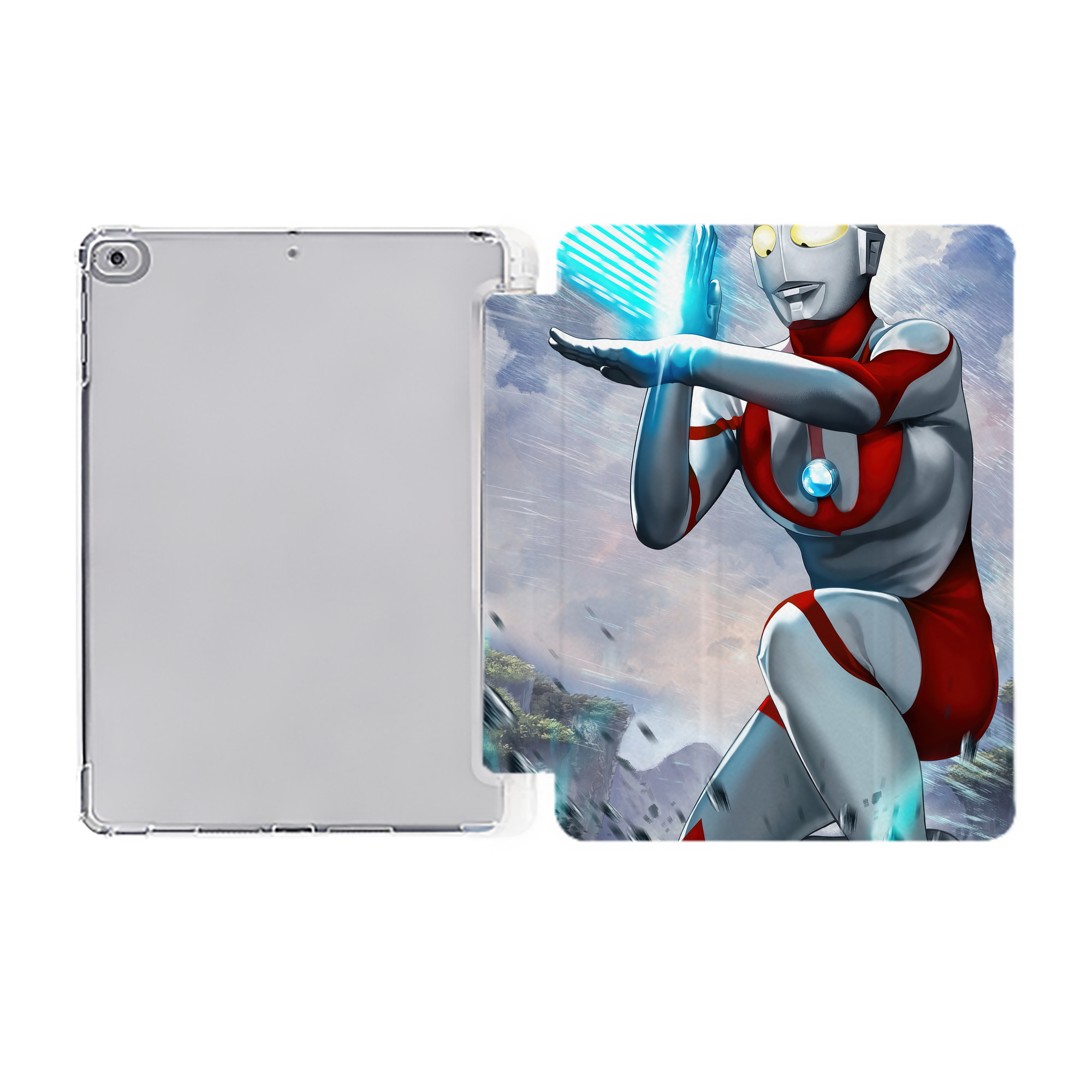 （画像用） ウルトラマン Ultraman IPad ケース ペン収納付き 三つ折りスタンド PUレザー×シリコン 対応機種9.5/10.5/10.9インチ